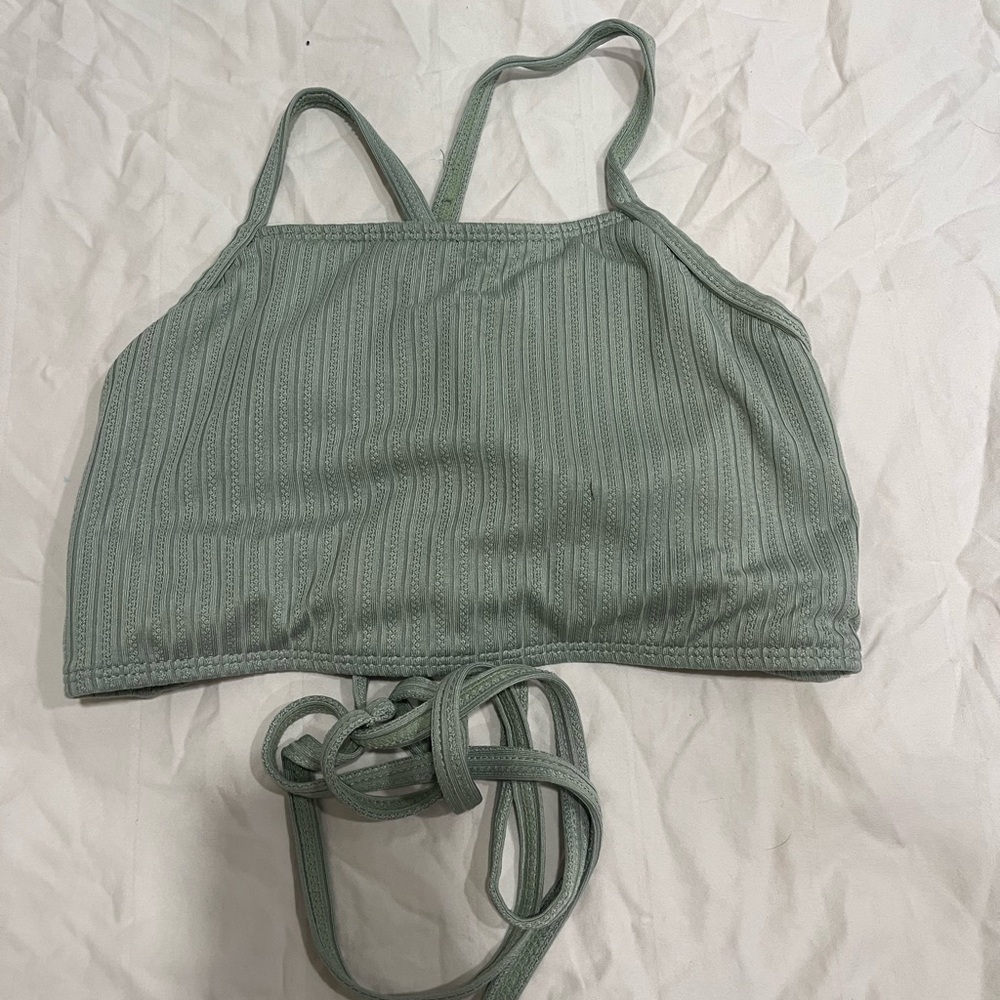 Green bathing suit bottoms and top!